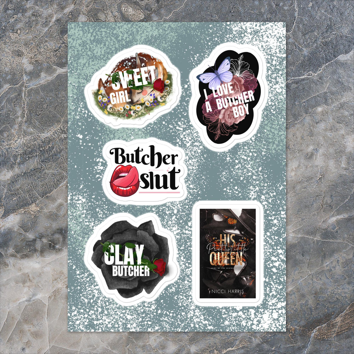 Butcher Counter Sticker Sticker sheet (8 X 5.5 INCH) - Clay Butcher – Author Nicci Harris