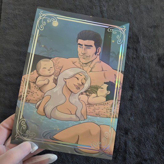 Clay & Fawn art with foil border.